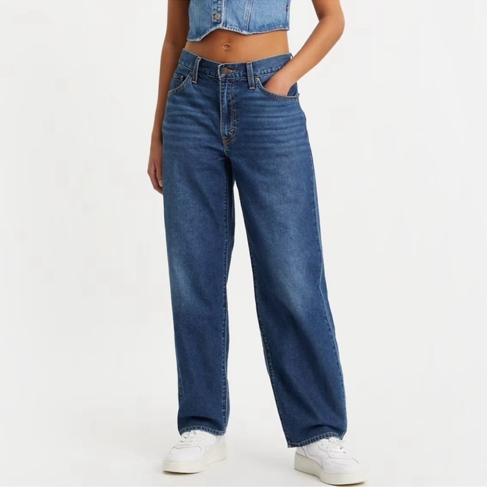 NWT Levi's Baggy Dad Jeans Dark Wash Blue Paradise Found 25 x 30